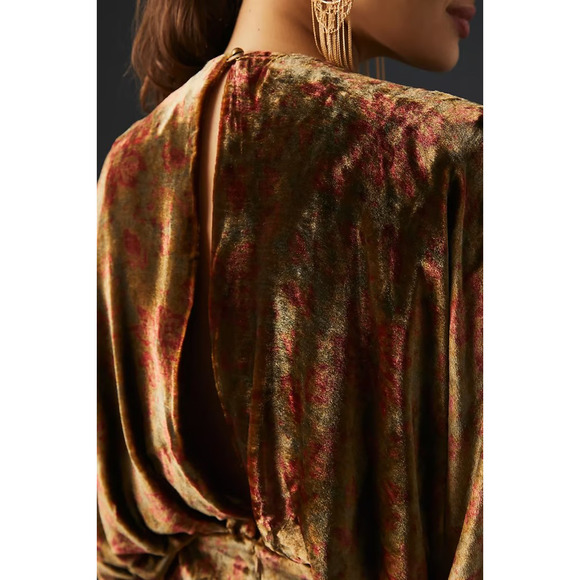 New Anthropologie Mes Demoiselles V-Neck Velvet Dress $480 SIZE 36 US 4 Floral - Picture 3 of 9